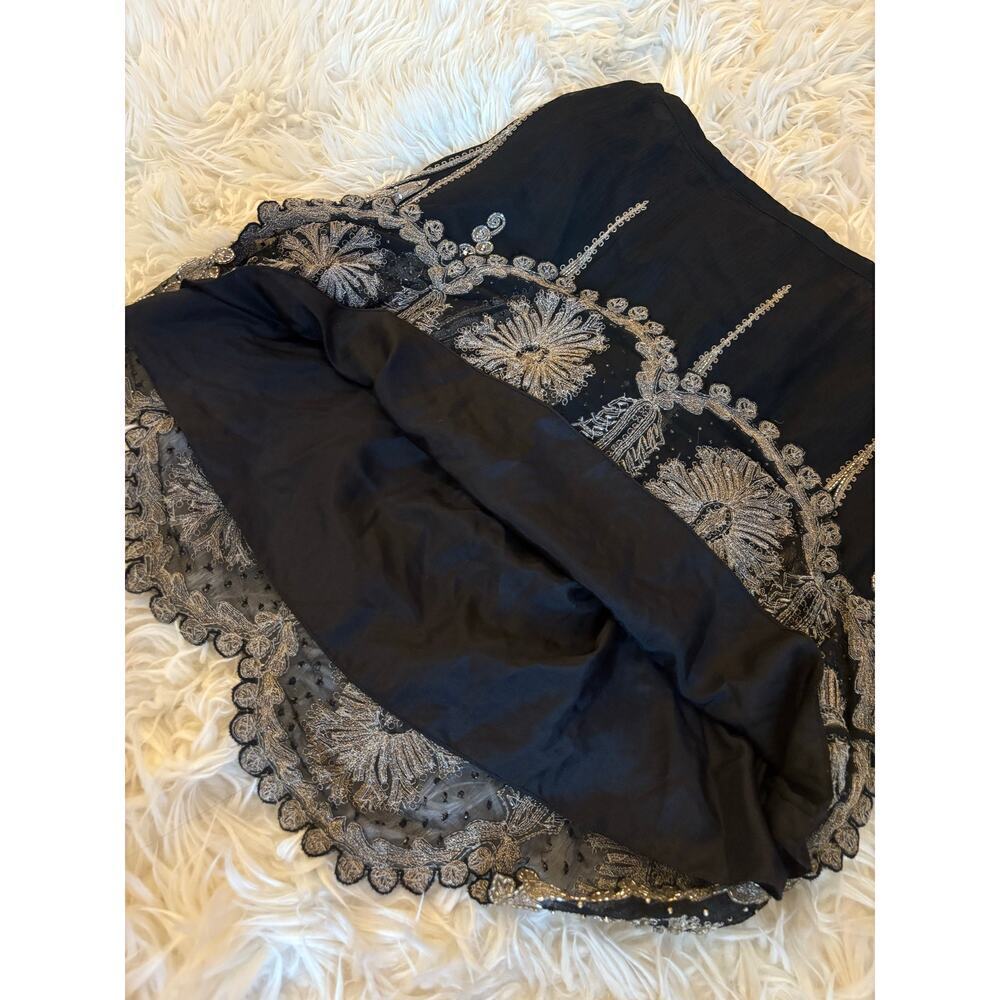 Ralph Lauren Beaded Embellished Formal Skirt Black Gold Embroidered Vintage $3K - Picture 4 of 16